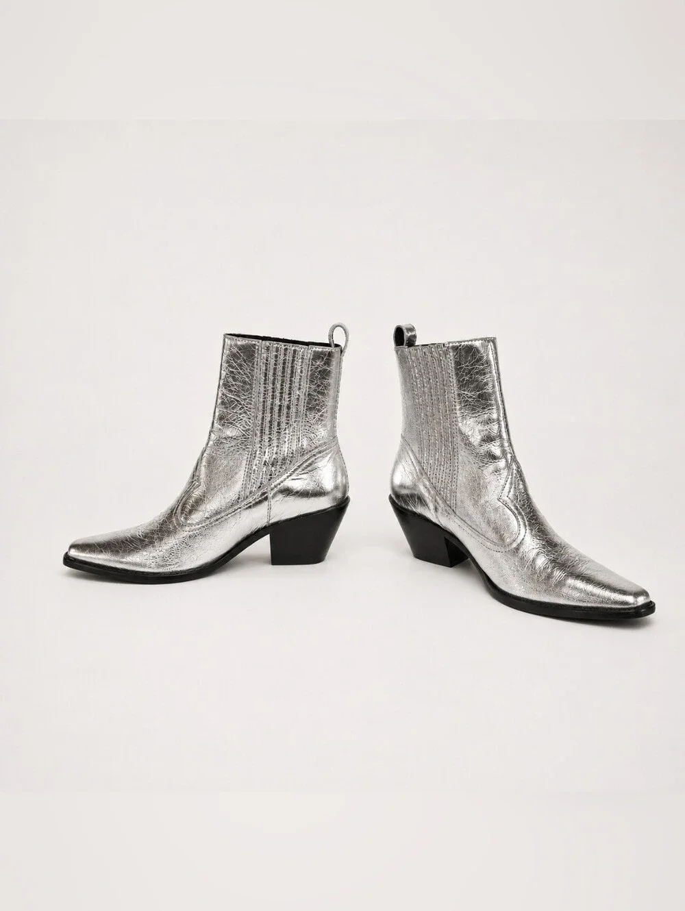Tory Burch Silver Metallic Western Ankle Booties – Size 11 – NWOB